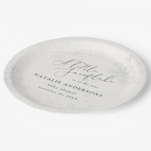 小さな雪の結晶の冬の赤ちゃんシャワーパーティー ペーパープレート (アングル)