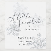 小さな雪の結晶の冬の赤ちゃんシャワーパーティー ワインラベル (シングルラベル)