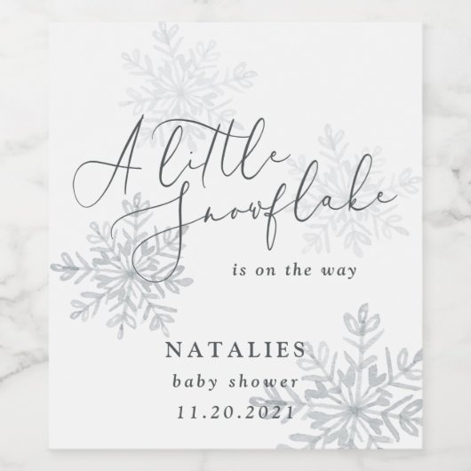 小さな雪の結晶の冬の赤ちゃんシャワーパーティー ワインラベル (シングルラベル)