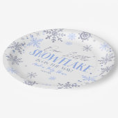 小さな雪の結晶の冬の青い赤ちゃんシャワー ペーパープレート (アングル)