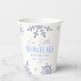 小さな雪の結晶の冬の青い赤ちゃんシャワー 紙コップ