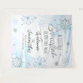 小さな雪の結晶の少年の冬の赤ちゃんシャワー背景 タペストリー (正面(横))