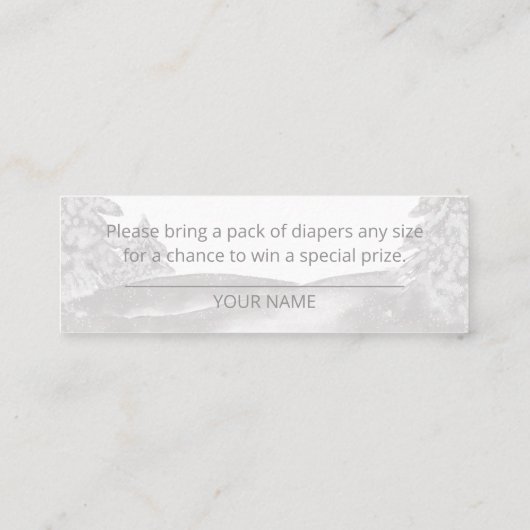 小さな雪の結晶の灰色の赤ちゃんシャワー スキニー名刺 (裏面)