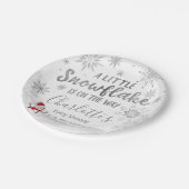 小さな雪の結晶の灰色の赤ちゃんシャワー ペーパープレート (アングル)