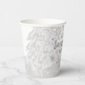 小さな雪の結晶の灰色の赤ちゃんシャワー 紙コップ (右)