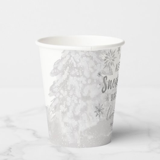 小さな雪の結晶の灰色の赤ちゃんシャワー 紙コップ (右)