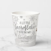 小さな雪の結晶の灰色の赤ちゃんシャワー 紙コップ (正面)
