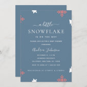 小さな雪の結晶の男の子のシャワー 招待状 (正面/裏面)