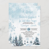 小さな雪の結晶の男の子の冬の赤ちゃんシャワー 招待状 (正面/裏面)