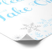 小さな雪の結晶の男の子の赤ん坊シャワーが1つの好意を取る ポスター (角)