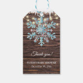 小さな雪の結晶の素朴冬の赤ちゃんシャワー ギフトタグ (正面)