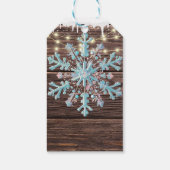 小さな雪の結晶の素朴冬の赤ちゃんシャワー ギフトタグ (裏面)