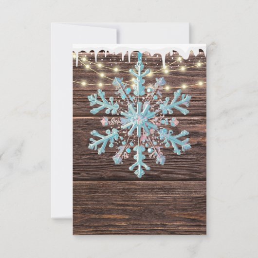 小さな雪の結晶の素朴冬の赤ちゃんシャワー サンキューカード (裏面)