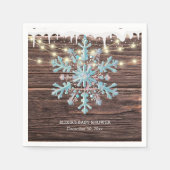 小さな雪の結晶の素朴冬の赤ちゃんシャワー スタンダードカクテルナプキン (正面)