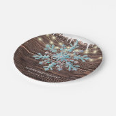 小さな雪の結晶の素朴冬の赤ちゃんシャワー ペーパープレート (アングル)