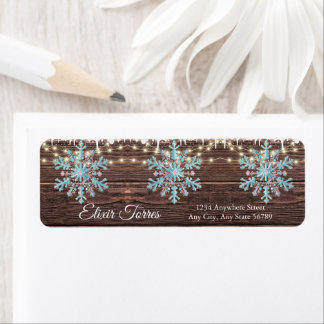 小さな雪の結晶の素朴冬の赤ちゃんシャワー ラベル