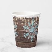 小さな雪の結晶の素朴冬の赤ちゃんシャワー 紙コップ (裏面)