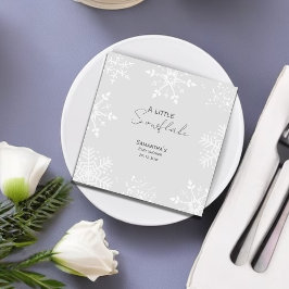 小さな雪の結晶の赤ちゃんシャワーグレー スタンダードカクテルナプキン