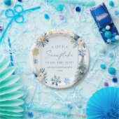 小さな雪の結晶の青い冬の赤ちゃんシャワー ペーパープレート (パーティー)