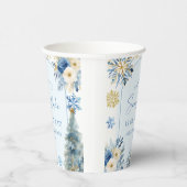 小さな雪の結晶の青い冬の赤ちゃんシャワー 紙コップ (右)