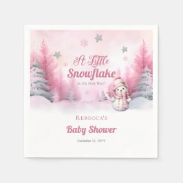 小さな雪の結晶をピンク色に染める | Snow Girl Baby Shower スタンダードカクテルナプキン