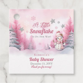 小さな雪の結晶をピンク色に染める | Snow Girl Baby Shower フェイバータグ