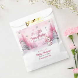 小さな雪の結晶をピンク色に染める | Snow Girl Baby Shower フェイバーバッグ
