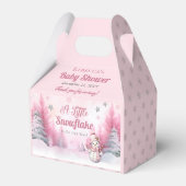 小さな雪の結晶をピンク色に染める | Snow Girl Baby Shower フェイバーボックス (裏面サイド)