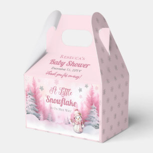 小さな雪の結晶をピンク色に染める   Snow Girl Baby Shower フェイバーボックス