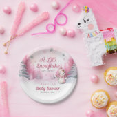 小さな雪の結晶をピンク色に染める | Snow Girl Baby Shower ペーパープレート (パーティー)
