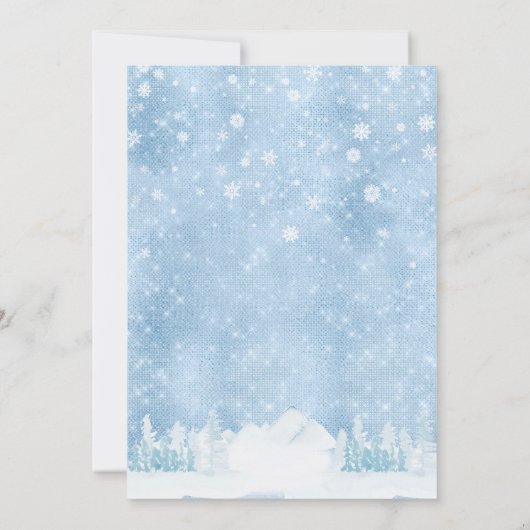 小さな雪の結晶を振りかける冬の少年の赤ちゃんシャワー 招待状 (裏面)