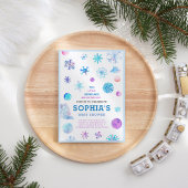 小さな雪の結晶 エレガントな双子のベビーシャワー 招待状