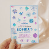 小さな雪の結晶 エレガントな双子のベビーシャワー 招待状