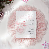 小さな雪の結晶 ピンクのベビーシャワー招待状 招待状