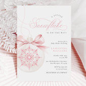 小さな雪の結晶 ピンクのベビーシャワー招待状 招待状