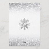 小さな雪の結晶 ブルー シルバー グリッター ベビーシャワー 招待状 (裏面)