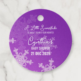 小さな雪の結晶 ミニマリストのパープルパターン フェイバータグ