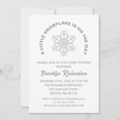 小さな雪の結晶　男女兼用　冬のベイビーシャワー 招待状 (正面)