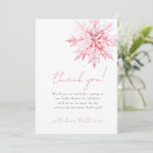 小さな雪ミニマル片ガールベイビーシャワー サンキューカード (スタンド正面)