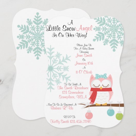 小さな雪天使 招待状 (正面/裏面)