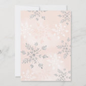 小さな雪片のシルバーピンクのベビーシャワー 招待状 (裏面)