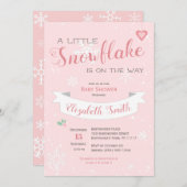 小さな雪片の赤ちゃん女の子ベビーシャワーの招待 招待状 (正面/裏面)