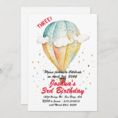 小さな雲と気球3rd誕生日パーティー 招待状 (正面/裏面)