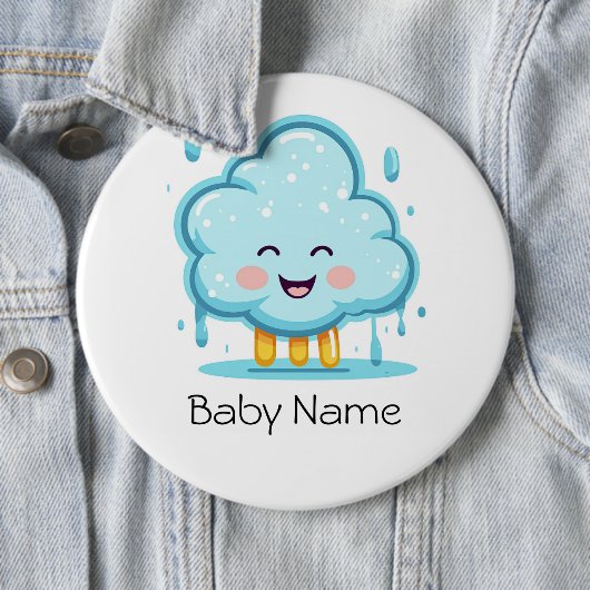 小さな雲の雨のイメージと丸いボタン 缶バッジ (インサイチュ)