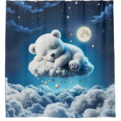 小さな雲テディスタームーンファンタジーアート シャワーカーテン (正面)