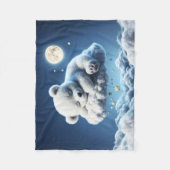 小さな雲テディスタームーンファンタジーアート フリースブランケット (正面)