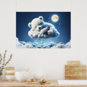 小さな雲テディスタームーンファンタジーアート ポスター (キッチン)