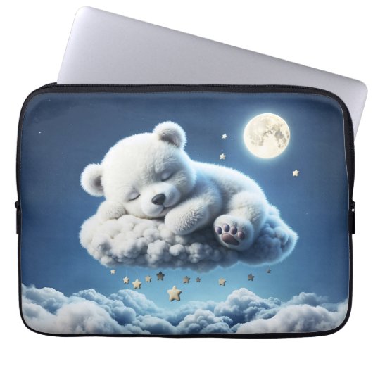 小さな雲テディスタームーンファンタジーアート ラップトップスリーブ (正面)