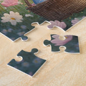 小さな青いジャケットの可愛いイースターバニー ジグソーパズル (側面)