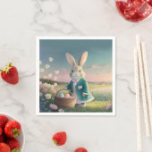 小さな青いジャケットの可愛いイースターバニー スタンダードカクテルナプキン (インサイチュ)